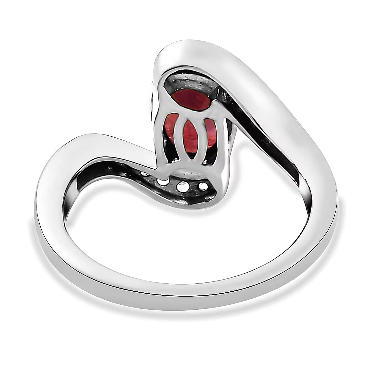 African Ruby and Cambodian Zircon Bypass Ring in Sterling Silver
