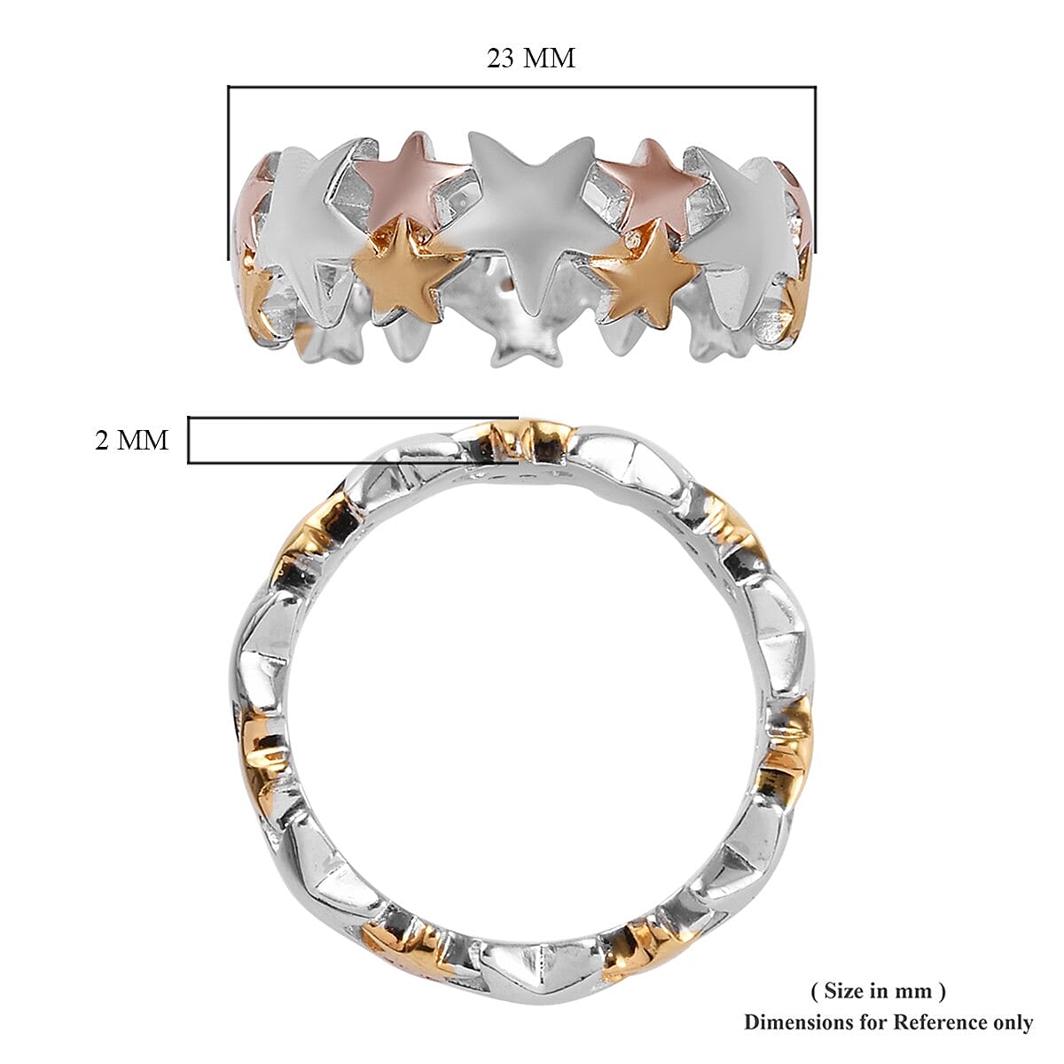 Platinum Overlay, 18K Vermeil Yellow and Rose Gold Plated Sterling Silver Star Ring