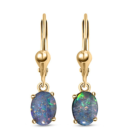 Boulder Opal Triplet Earrings in 18K Yellow Gold Vermeil Sterling Silver