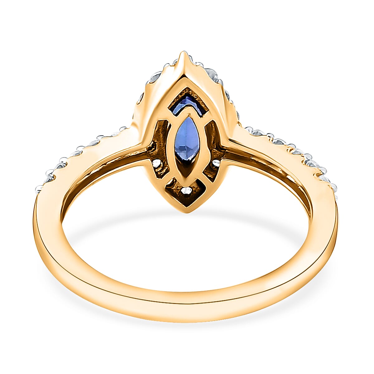 Tanzanite and Natural Cambodian Zircon Ring in 18K Vermeil Yellow Gold Plated Sterling Silver 1.14 Ct.