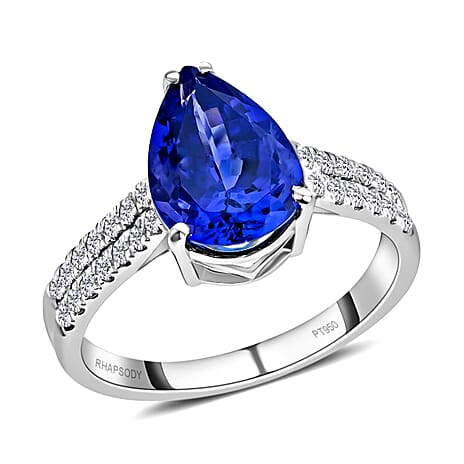 950 Platinum  AAAA  Tanzanite.   White Diamond  VS Ring 3.60 ct,  Platinum Wt. 5.47 Gms  3.600  Ct.