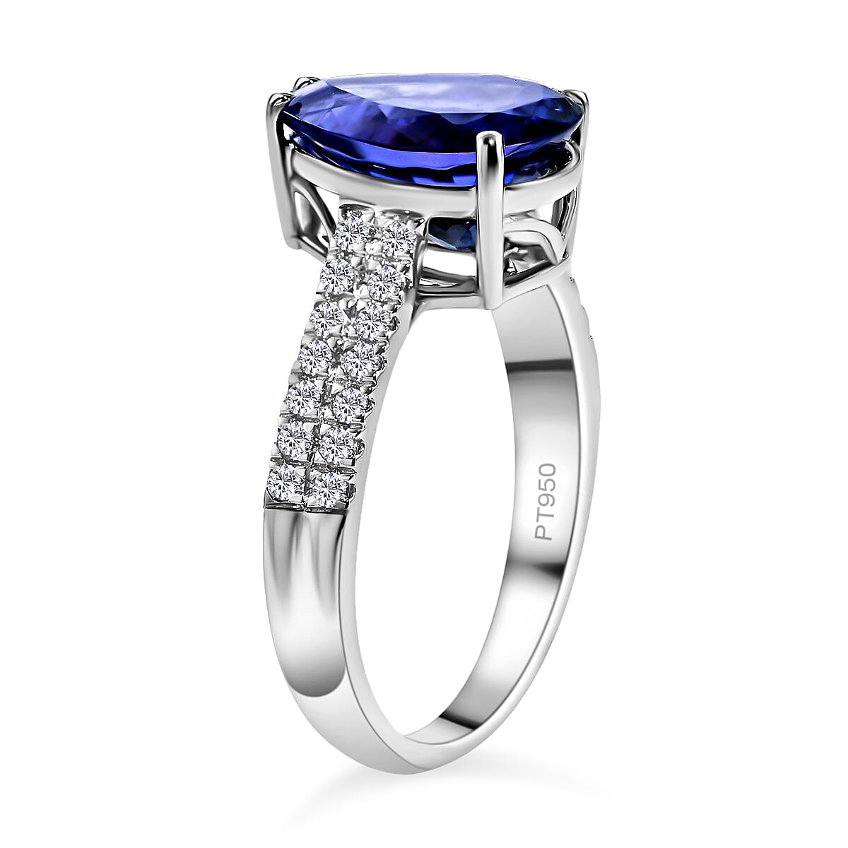 950 Platinum  AAAA  Tanzanite.   White Diamond  VS Ring 3.60 ct,  Platinum Wt. 5.47 Gms  3.600  Ct.