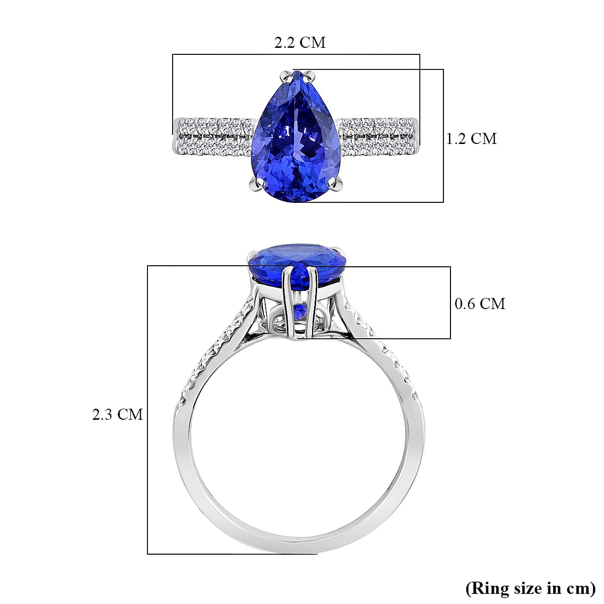 950 Platinum  AAAA  Tanzanite.   White Diamond  VS Ring 3.60 ct,  Platinum Wt. 5.47 Gms  3.600  Ct.
