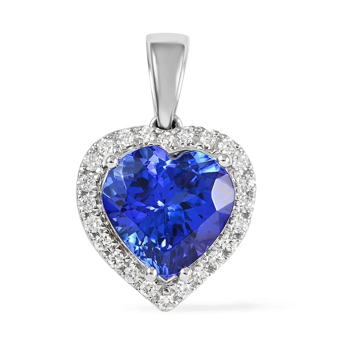 Certified and Appraised 950 Platinum AAAA Tanzanite and Diamond (VS-EF) Heart Pendant 3.00 Ct