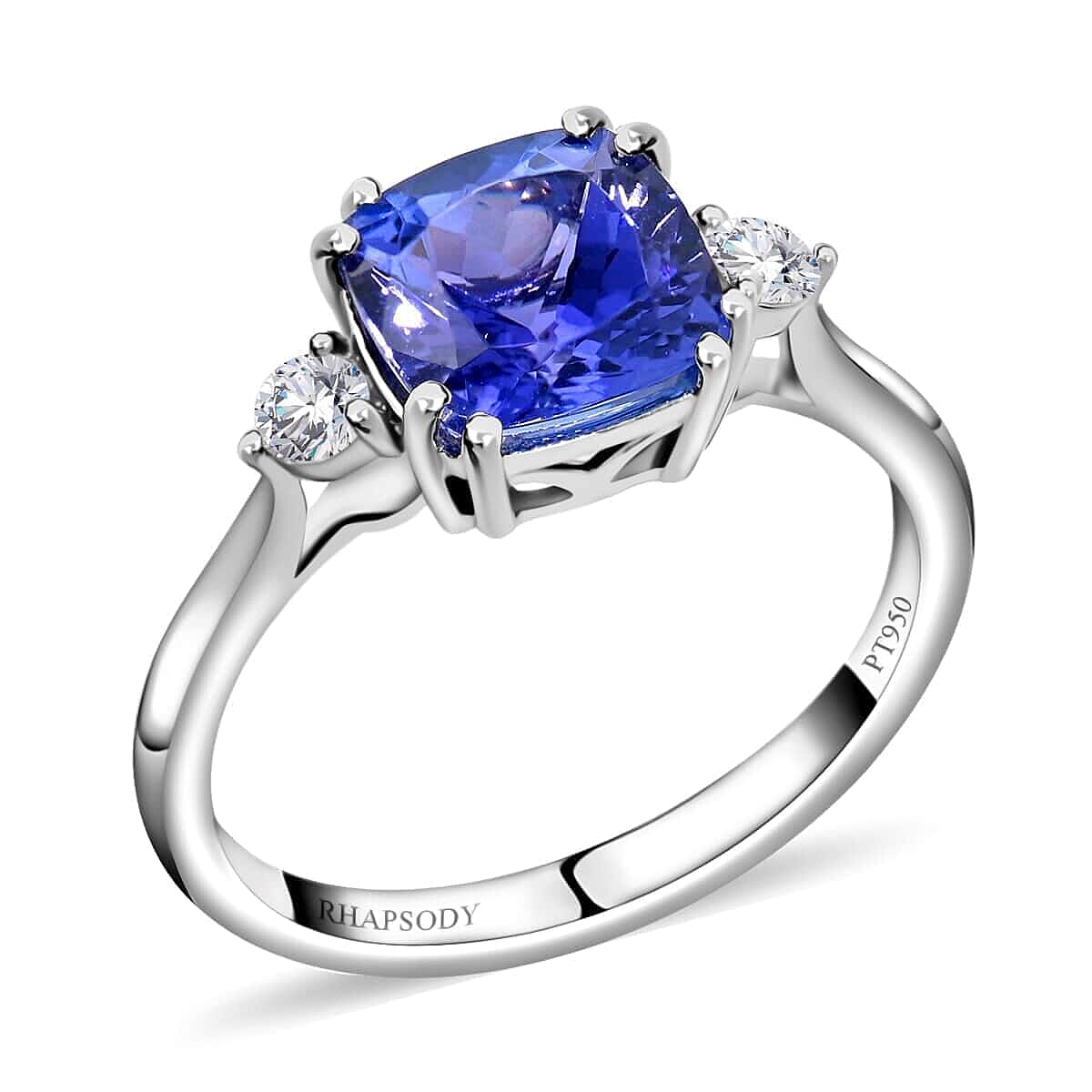 950 Platinum  AAAA  Tanzanite  White Diamond VS Ring 2.80 ct,  Platinum Wt. 4.17 Gms  2.800  Ct.