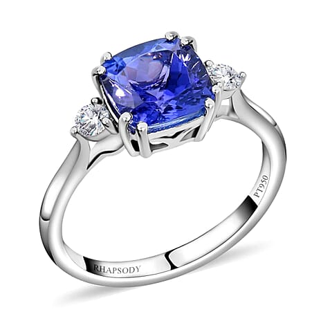 950 Platinum  AAAA  Tanzanite  White Diamond VS Ring 2.80 ct,  Platinum Wt. 4.17 Gms  2.800  Ct.