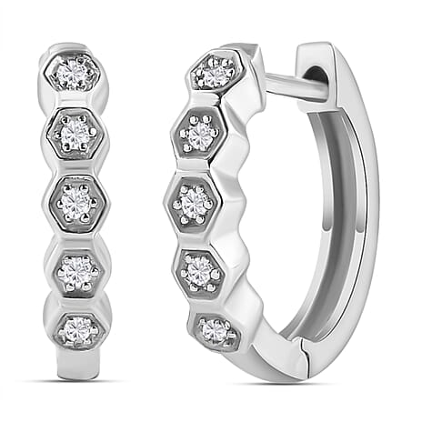ELANZA Simulated Diamond Hoop Earrings in Platinum Overlay Sterling Silver