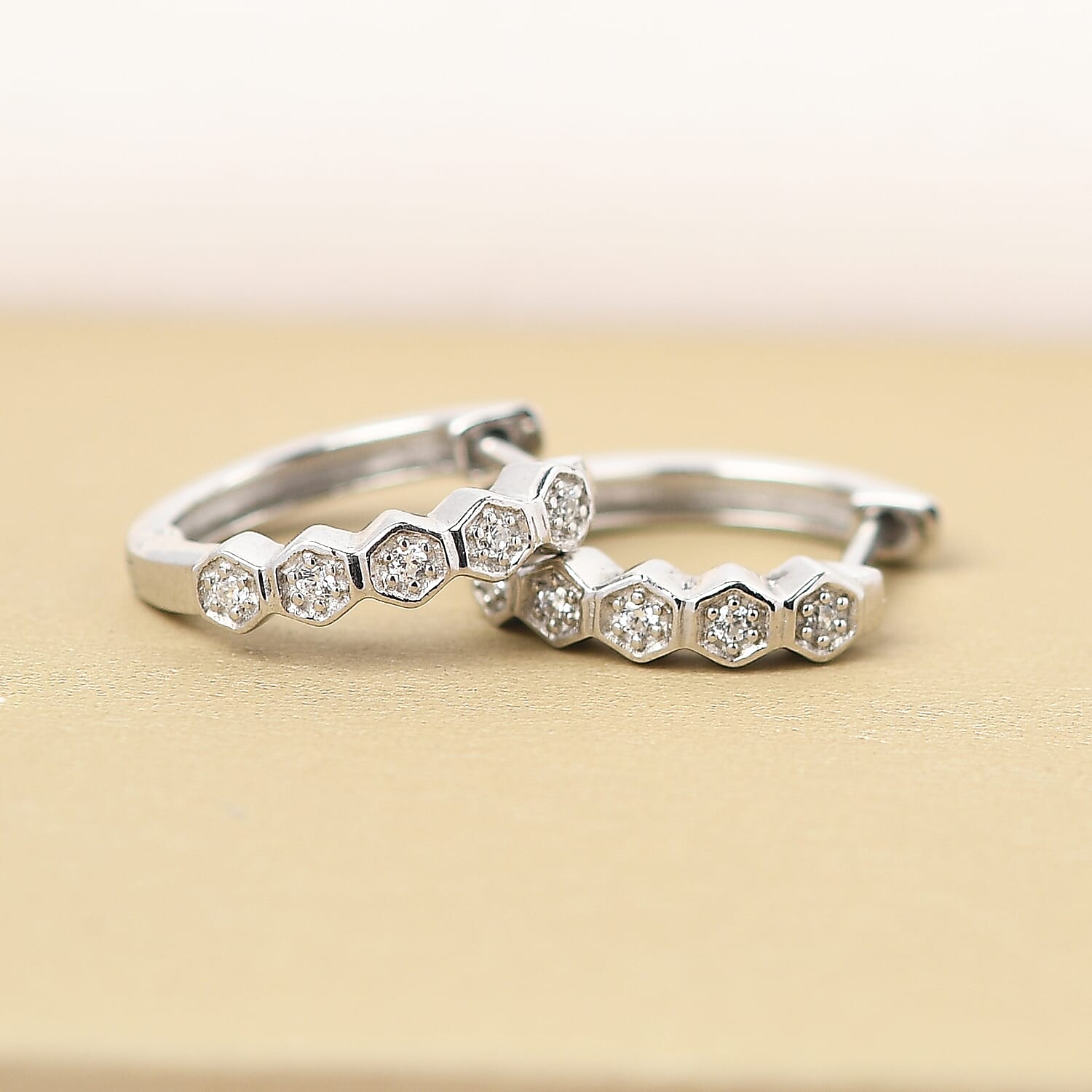 ELANZA  Hoop Earrings in Platinum Overlay Sterling Silver