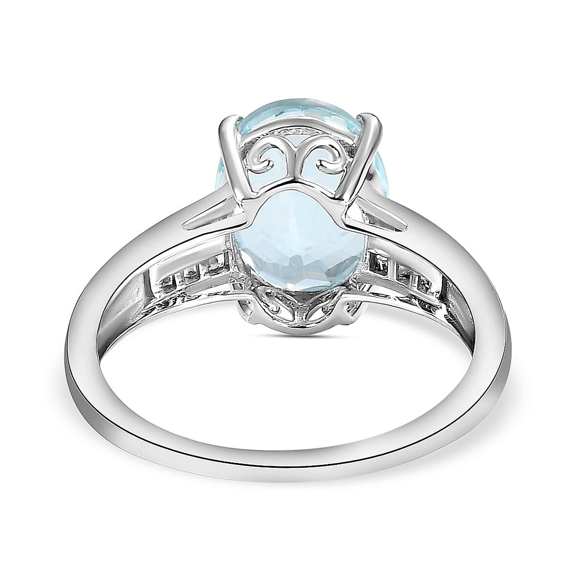 Rare Size - 9K White Gold AAA Espirito Santo Aquamarine and Diamond Ring 2.67 Ct.