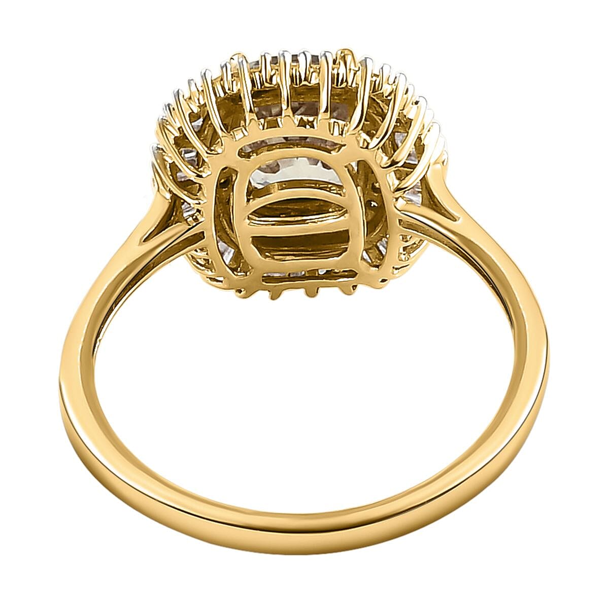 9K Yellow Gold AAA Turkizite and Diamond Halo Ring 2.01 Ct.