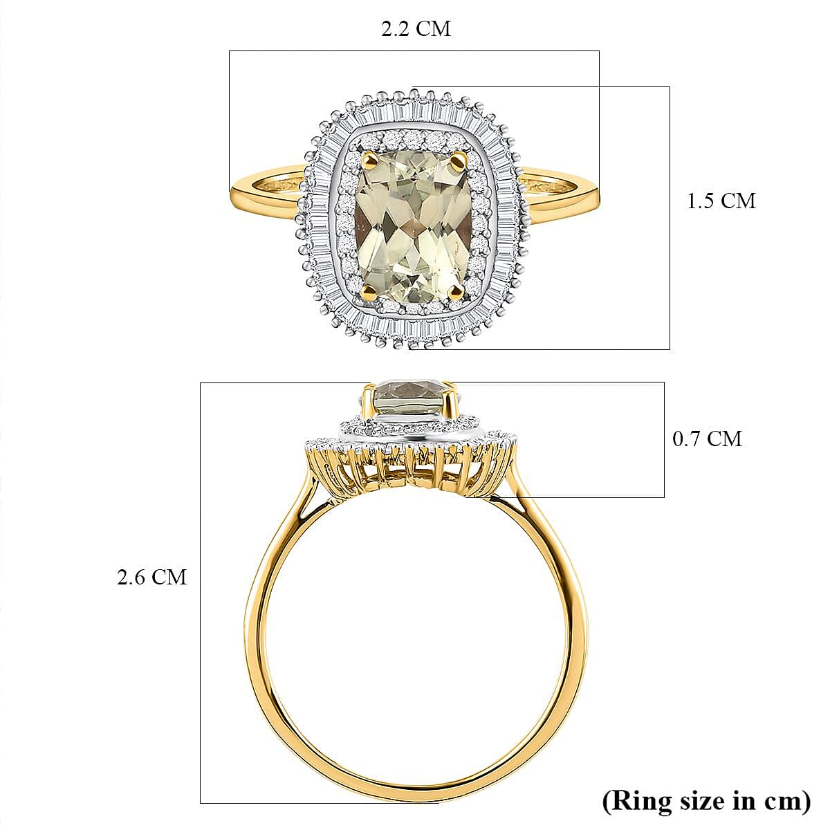 9K Yellow Gold AAA Turkizite and Diamond Halo Ring 2.01 Ct.