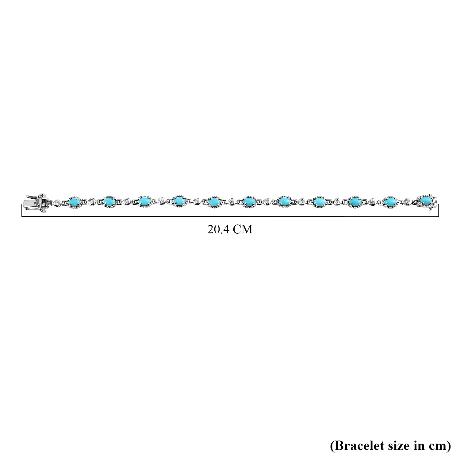 Arizona Sleeping Beauty Turquoise and Natural Cambodian Zircon Bracelet (Size - 7.5) in Platinum Overlay Sterling Silver 5.15 Ct, Silver Wt. 10.62 Gms