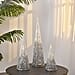 Super Find- Set of 3 - Metal Wire Cone with Cotton Thread, Glitters and Warm Micro String Lights - Silver