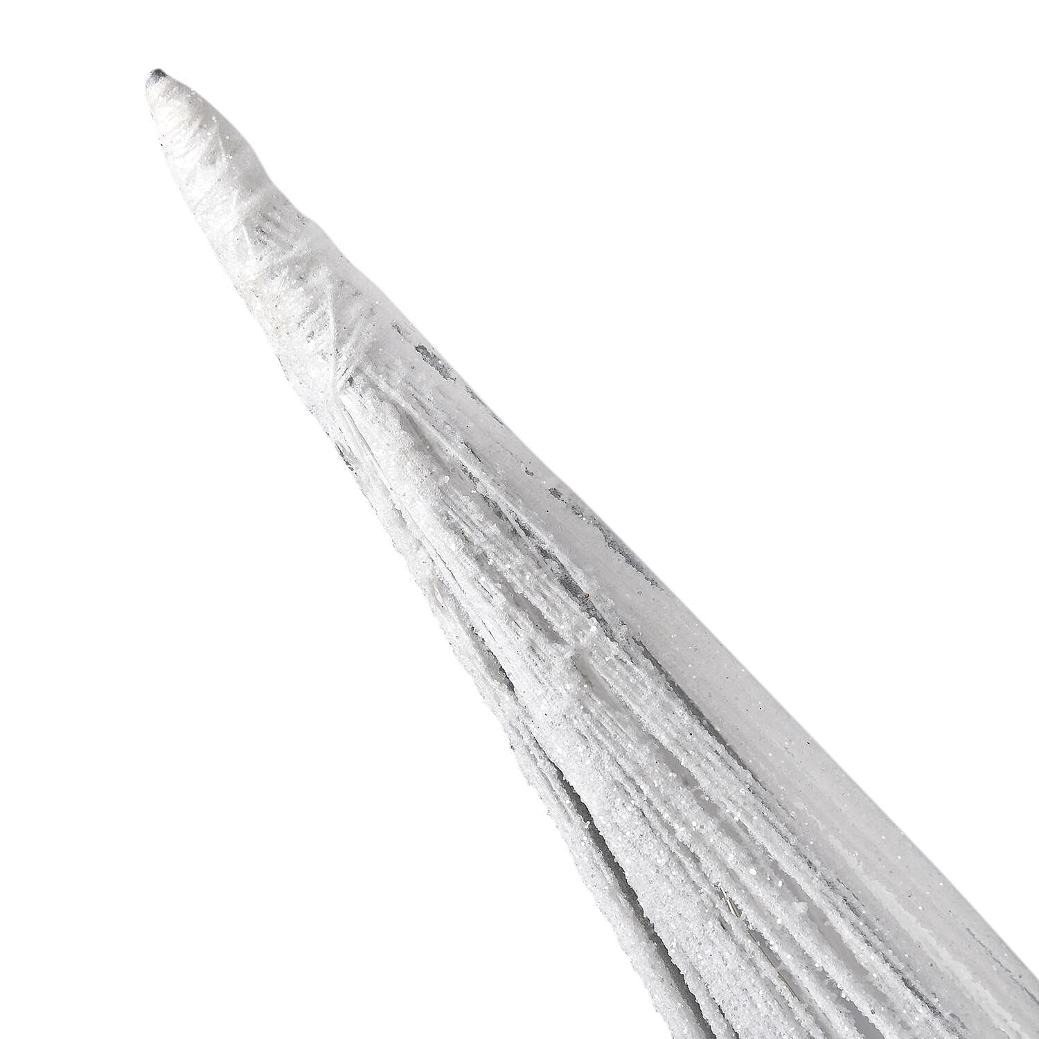 Set of 3 - Metal Wire Cone with Cotton Thread, Glitters and 10-20-30 Warm Micro String Lights - Silver