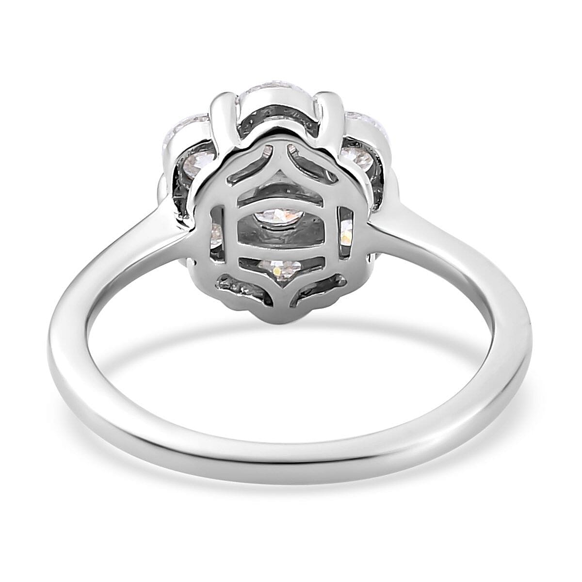 Moissanite Pressure Set Ring in Platinum Overlay Sterling Silver 1.14 Ct. Moissanite Pressure Set Ring in Platinum Overlay Sterling Silver 1.14 Ct.