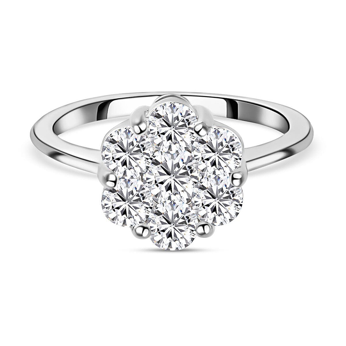 Moissanite Pressure Set Ring in Platinum Overlay Sterling Silver 1.14 Ct. Moissanite Pressure Set Ring in Platinum Overlay Sterling Silver 1.14 Ct.