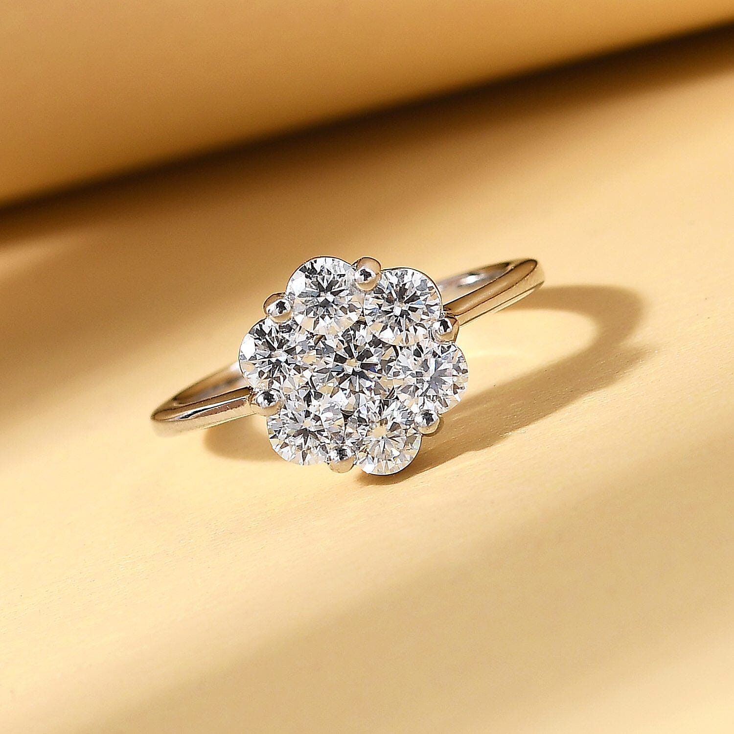 Moissanite Pressure Set Ring in Platinum Overlay Sterling Silver 1.14 Ct. Moissanite Pressure Set Ring in Platinum Overlay Sterling Silver 1.14 Ct.