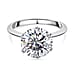 Moissanite Solitaire Ring in Platinum & Rhodium Overlay Sterling Silver