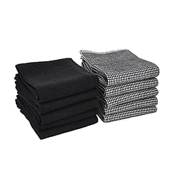 Set of 10 - 100% Cotton Check Pattern Kitchen Towel (Size 66x45 Cm) - Black