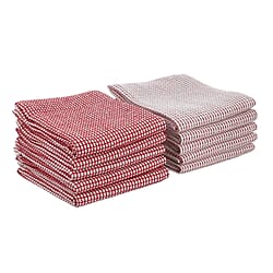 Set of 10 - Cotton Check Pattern Kitchen Towel - Grey