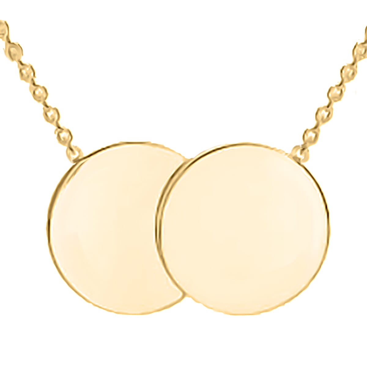 Hatton Garden Close Out Deal- 9K Yellow Gold Double Disc Necklace (Size - 16 with 1 inch Extender)
