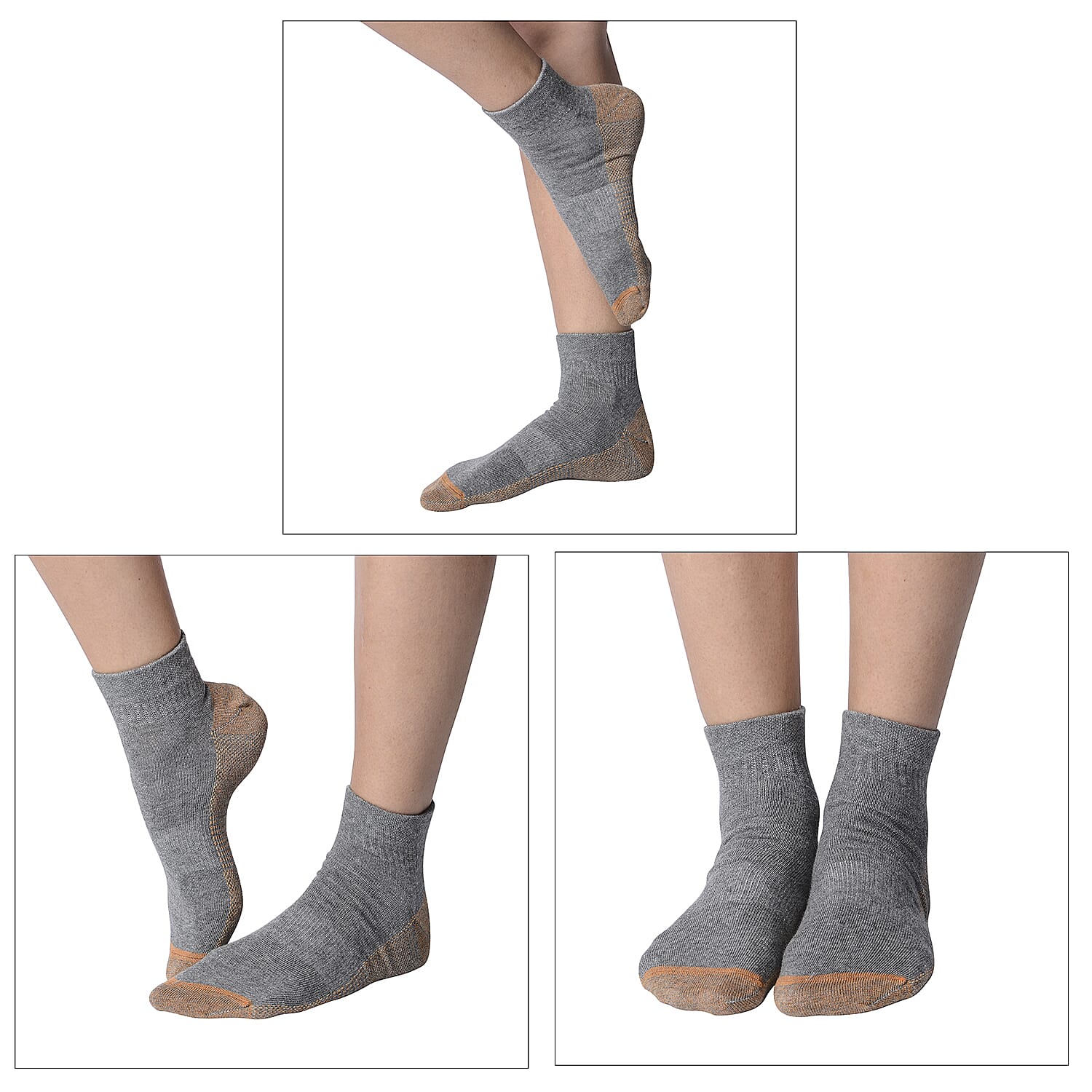 Set of 4 - Copper Infused Socks (Size S-M size -  36-39) - Teal, Dark Grey, Brown & Blue