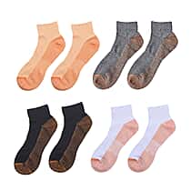 4 Pairs Antibacterial Copper Infused Compression Socks (Size L-XL, 9-13) - Multi