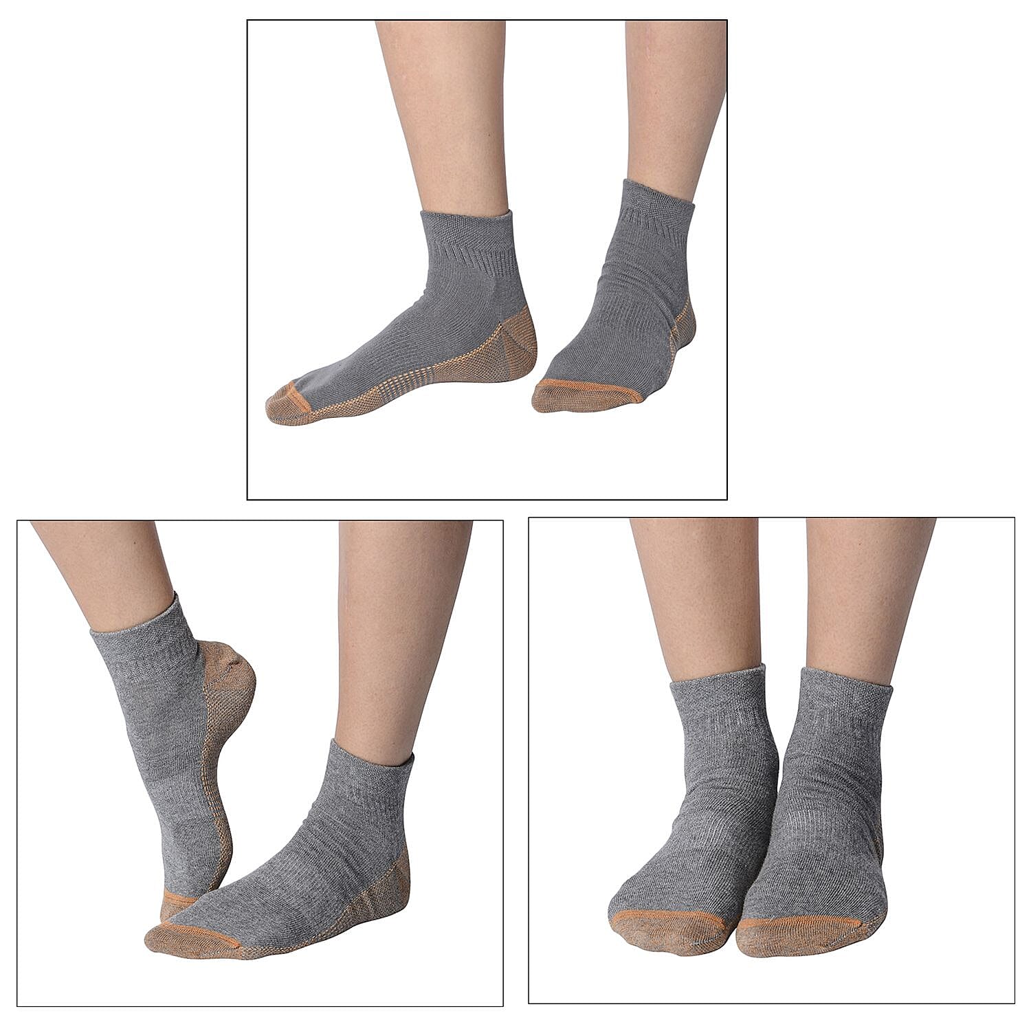 4 Pairs Antibacterial Copper Infused Compression Socks (Size L-XL, 9-13) - Multi