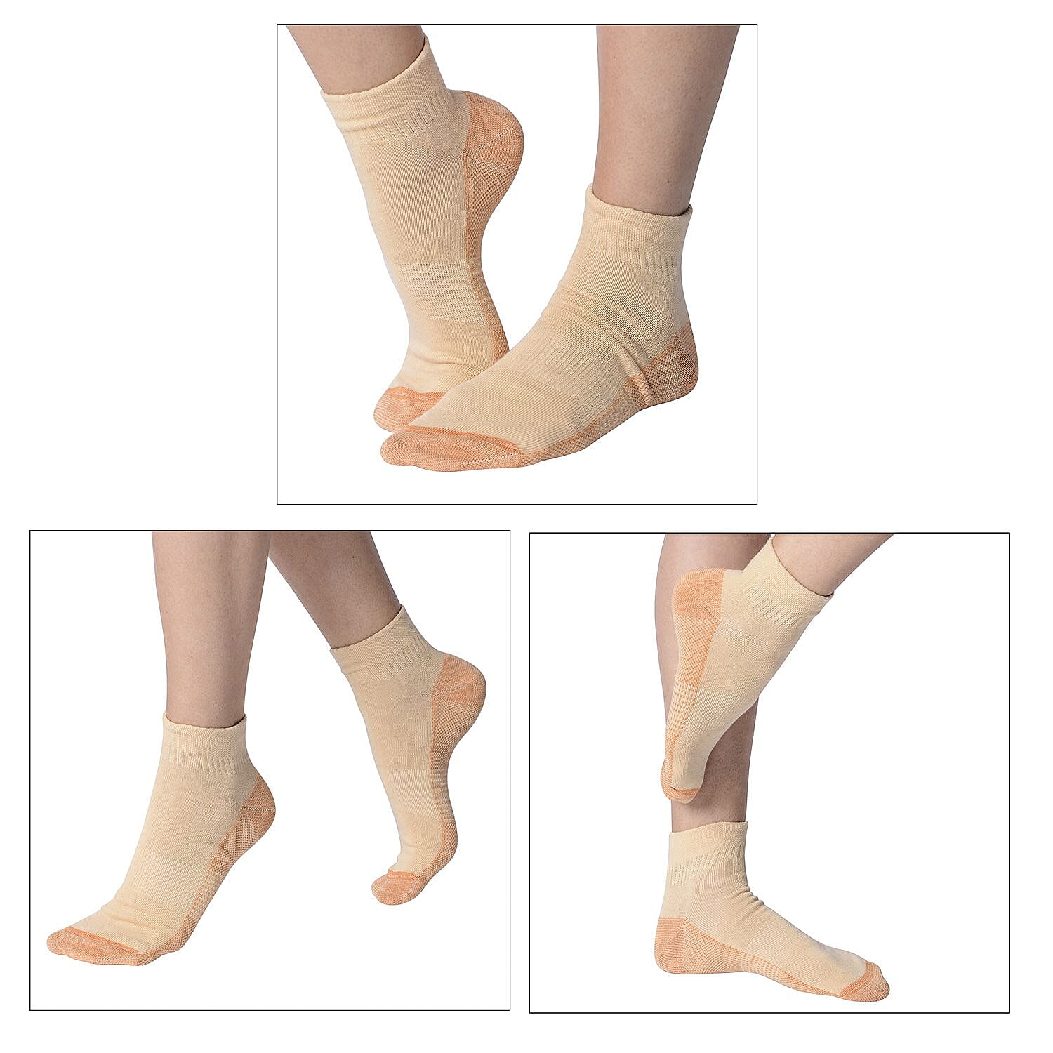 4 Pairs Antibacterial Copper Infused Compression Socks (Size L-XL, 9-13) - Multi
