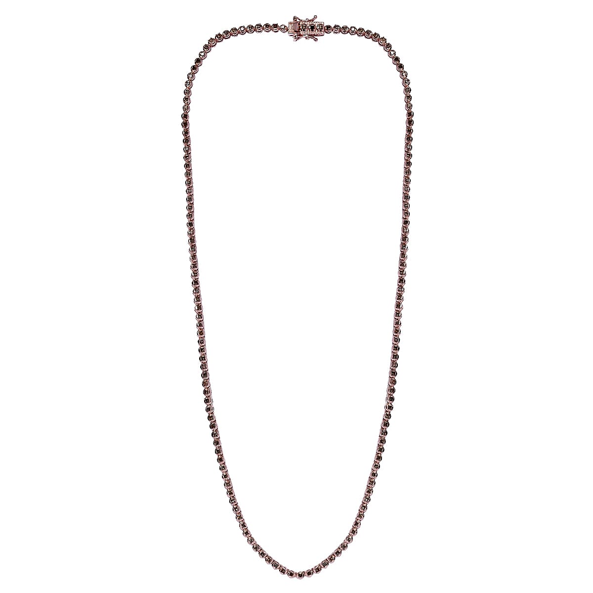 Champagne Diamond Necklace (Size - 20) in Rose Gold Overlay Sterling Silver 3.00 Ct, Silver Wt 20.64 Gms