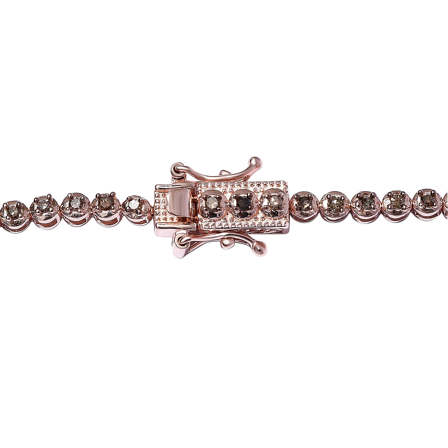 Champagne Diamond Necklace (Size - 20) in Rose Gold Overlay Sterling Silver 3.00 Ct, Silver Wt 20.64 Gms