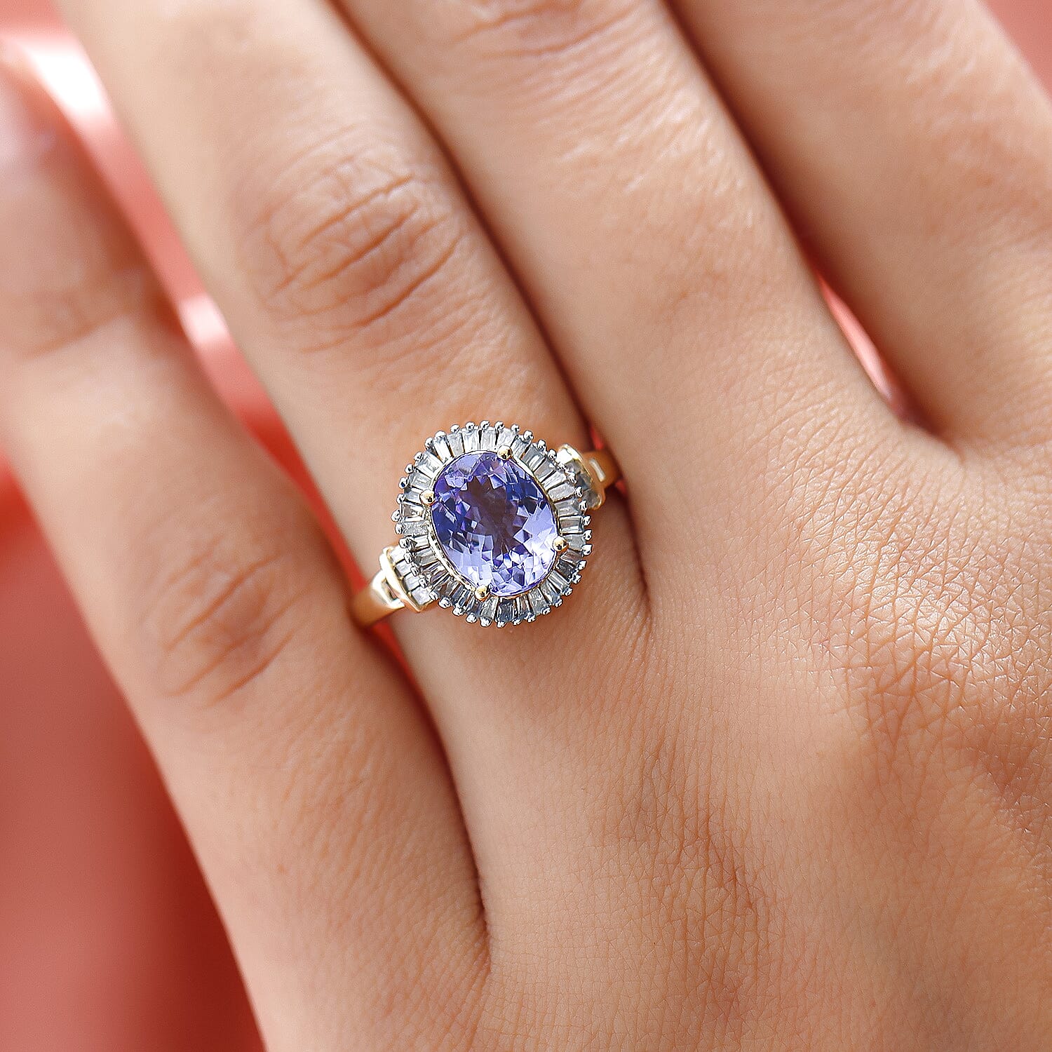9K Yellow Gold Tanzanite and Diamond Ring 2.09 Ct.