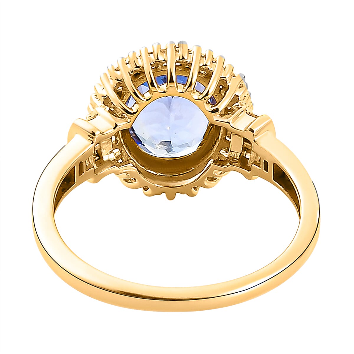 9K Yellow Gold Tanzanite and Diamond Ring 2.09 Ct.