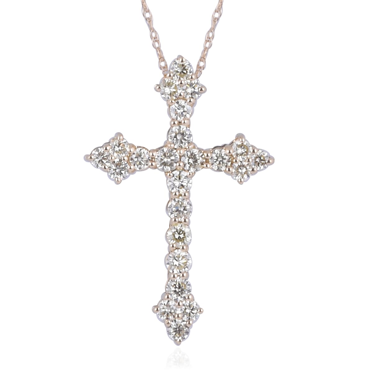 NY Close Out Deal- 14K Yellow Gold Natural Yellow Diamond (SI1) Cross Pendant with Chain (Size 18) 1.04 Ct.