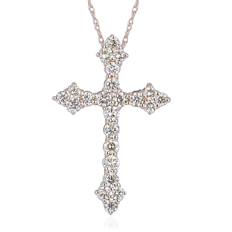 NY Close Out Deal- 14K Yellow Gold Natural Yellow Diamond (SI1) Cross Pendant with Chain (Size 18) 1.04 Ct.
