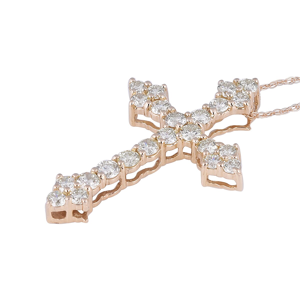 NY Close Out Deal- 14K Yellow Gold Natural Yellow Diamond (SI1) Cross Pendant with Chain (Size 18) 1.04 Ct.