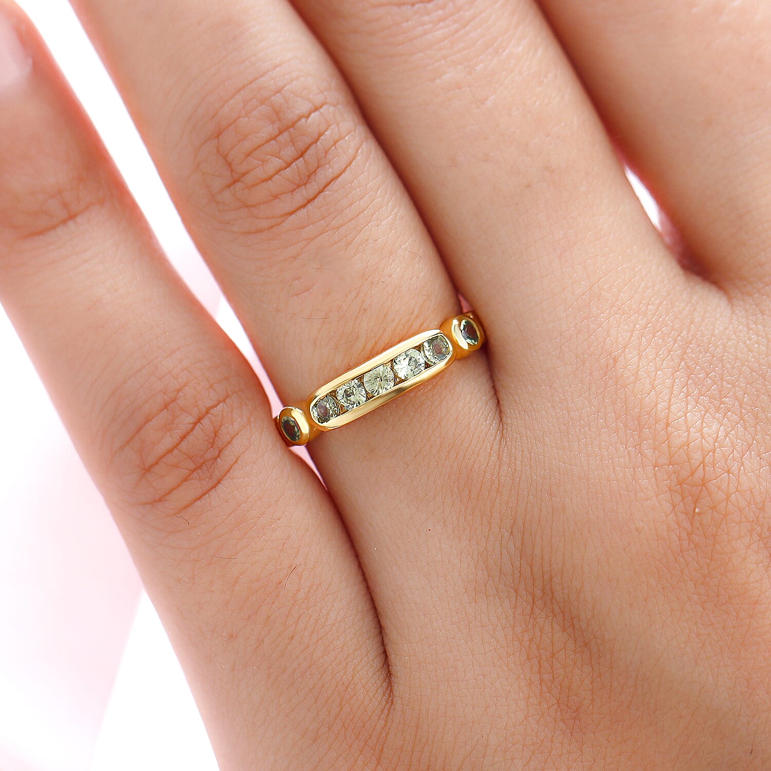 Demantoid Garnet Ring in 14K Gold Overlay Sterling Silver