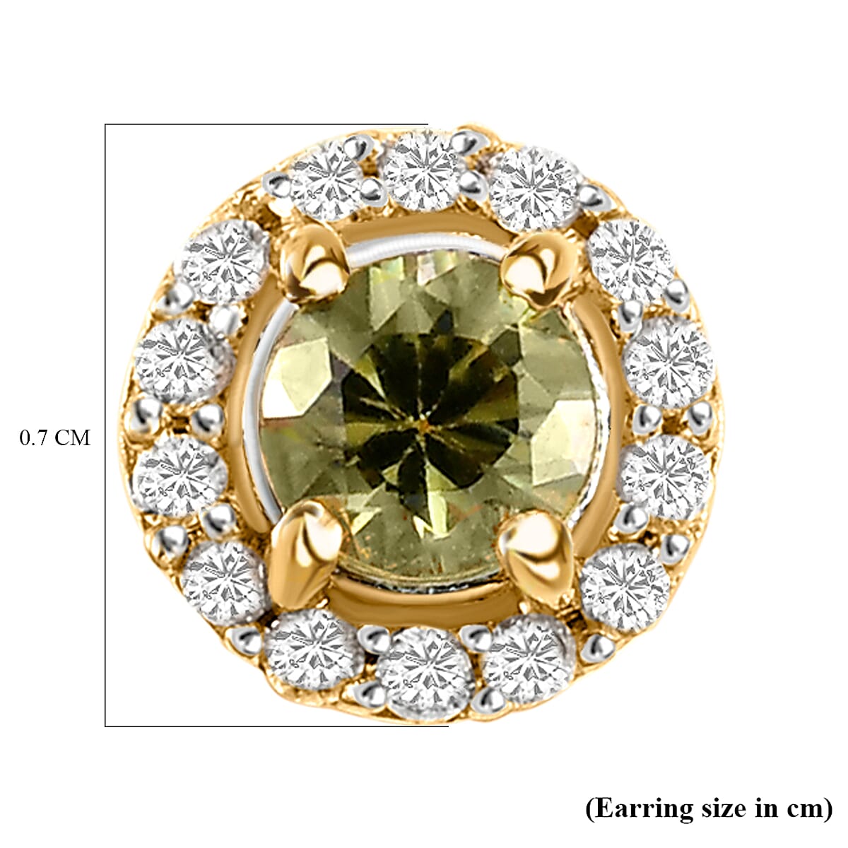 Demantoid Garnet and Natural Cambodian Zircon Stud Earrings in 14K Gold Overlay Sterling Silver