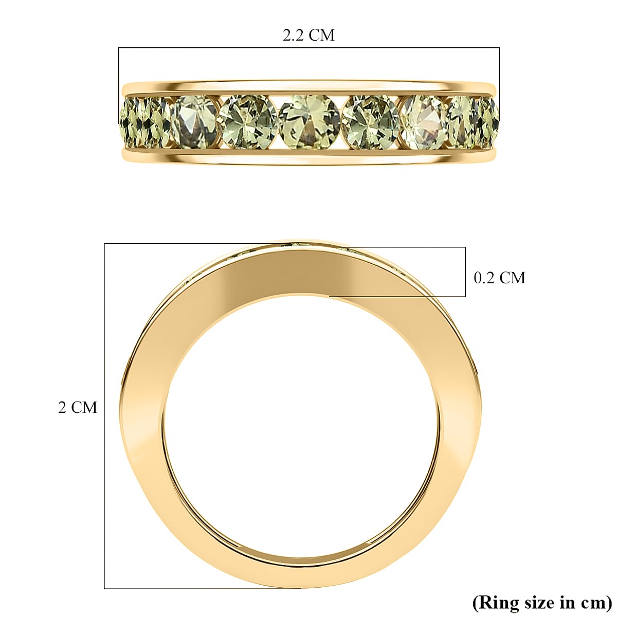 9K Yellow Gold Demantoid Garnet Half Eternity Ring 1.12 Ct.