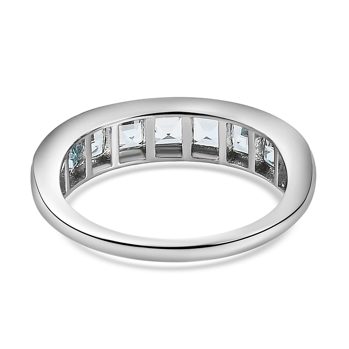 Espirito Santo Aquamarine Half Eternity Ring in Platinum Overlay Sterling Silver 1.69 Ct.