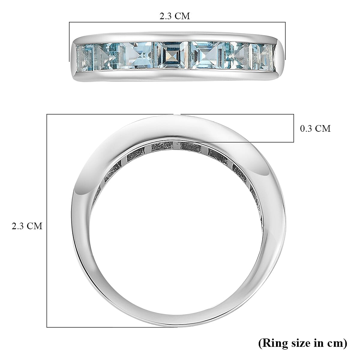 Espirito Santo Aquamarine Half Eternity Ring in Platinum Overlay Sterling Silver 1.69 Ct.