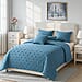 Luxury Vegas Closeout- Deluxe 6 Piece set- Comforter, Fitted Sheet, 2 Pillow Cases, Cushion Cover and Bolster Cushion Cover - - Blue Double