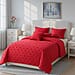 Luxury Vegas Closeout- Deluxe 6 Piece set- Comforter, Fitted Sheet, 2 Pillow Cases, Cushion Cover and Bolster Cushion Cover - Red Double