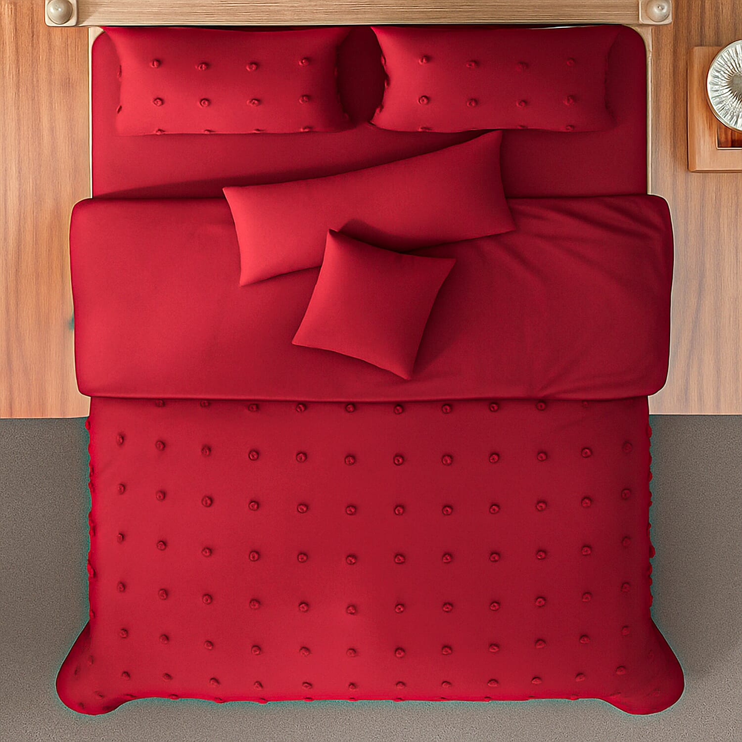 Luxury Vegas Closeout- Deluxe 6 Piece set- Comforter, Fitted Sheet, 2 Pillow Cases, Cushion Cover and Bolster Cushion Cover - - Blue Double