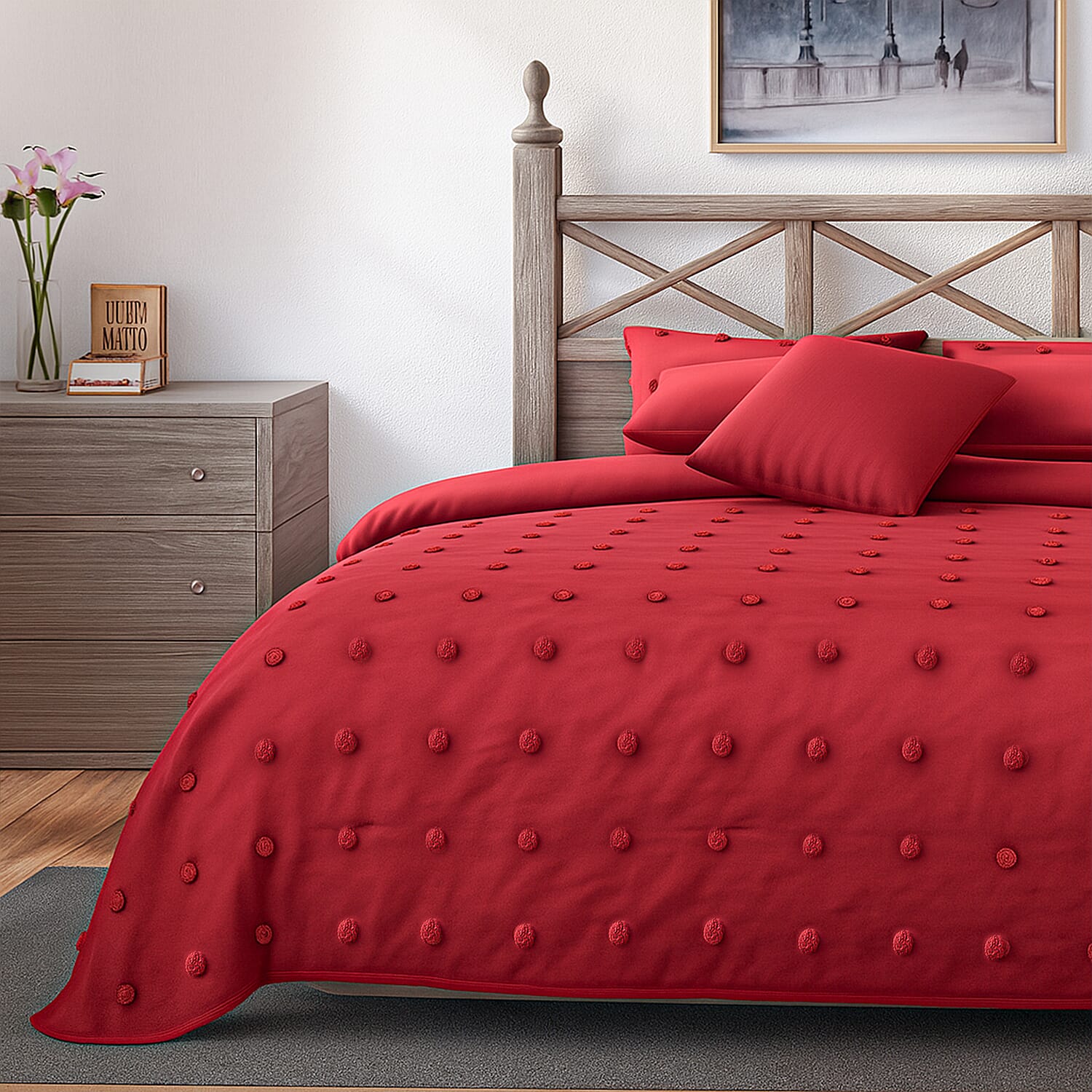 Luxury Vegas Closeout- Deluxe 6 Piece set- Comforter, Fitted Sheet, 2 Pillow Cases, Cushion Cover and Bolster Cushion Cover - - Blue Double