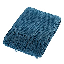 Cotton Honeycomb Throw Blanket - Navy & Navy