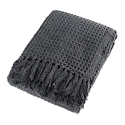 Cotton Honeycomb Throw Blanket - Navy & Navy