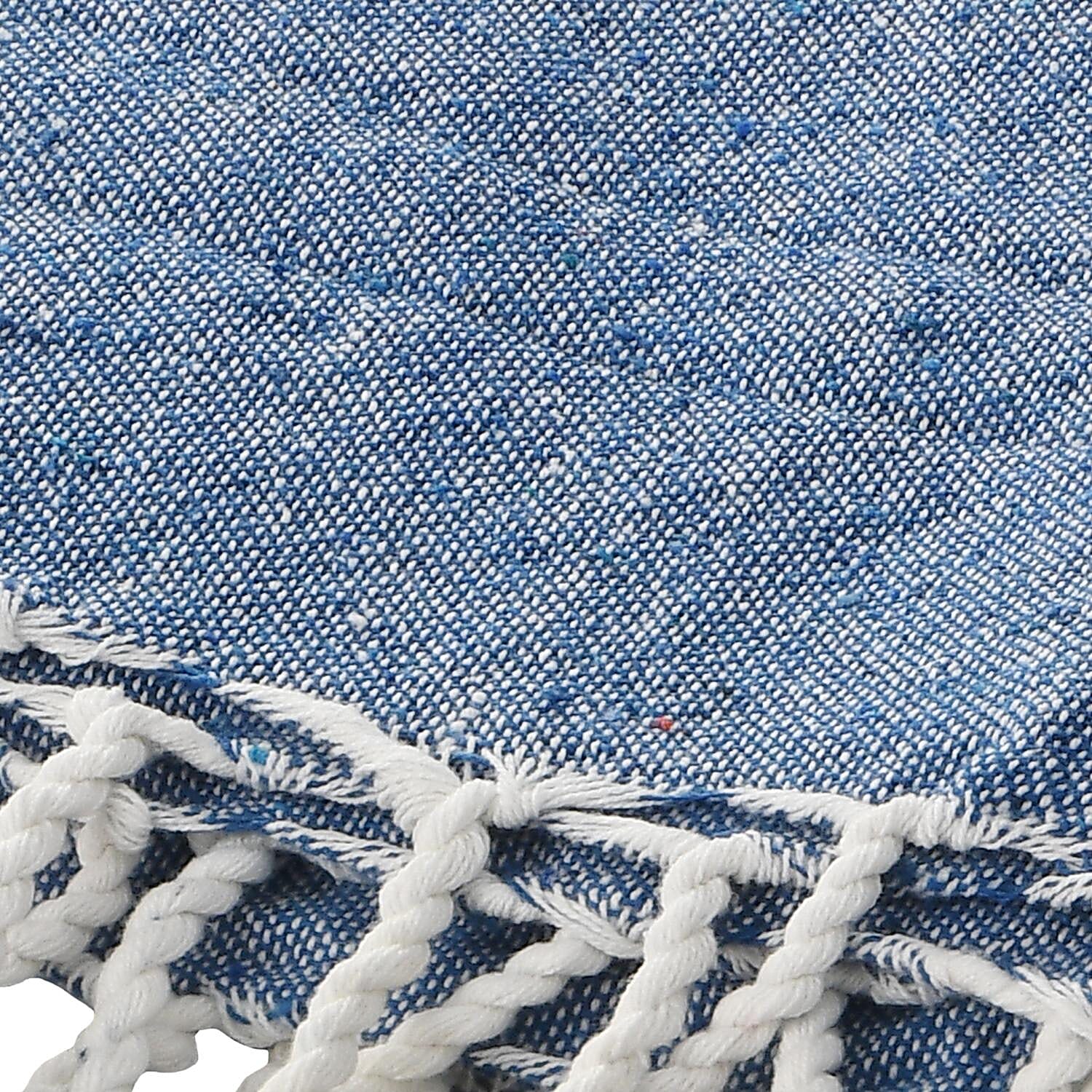 Set of 2 - Cotton Beach/Hammam Towel - Silver Grey & Royal Blue