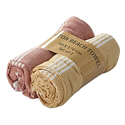 Set of 2 - Cotton Beach/Hammam Towel - Silver Grey & Royal Blue