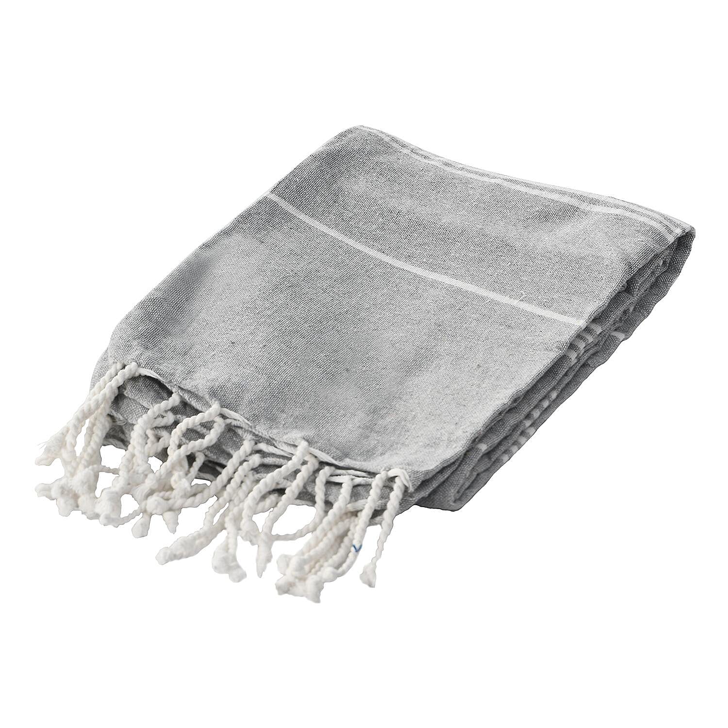 Set of 2 - 100% Cotton Beach/Hammam Towel (Size 170x90 Cm) - Royal Blue & Turquoise